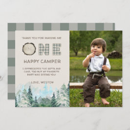 Tarjeta De Agradecimiento Rustic One Happy Camper Gracias Cartas