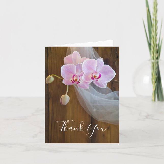 Tarjeta De Agradecimiento Rustic Orchid Elegance Country Wedding Gracias (Anverso)
