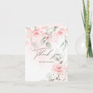 Tarjeta De Agradecimiento Rustic Pale Blush Pink Roses 