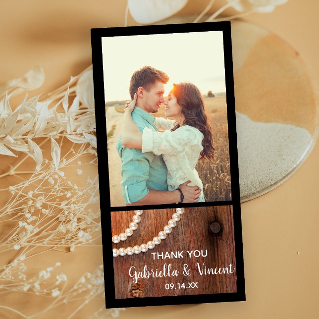 Tarjeta De Agradecimiento Rustic Pearls Country Barn Wedding Thank You (Subido por el creador)