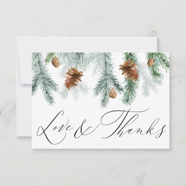 Tarjeta De Agradecimiento Rustic Pine Cones hace feriado a la vegetación (Anverso)