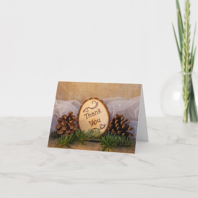 Tarjeta De Agradecimiento Rustic Pines Woodland Boda Gracias (Anverso)