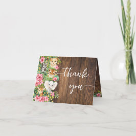 Tarjeta De Agradecimiento Rustic Pink Safari Shower Thank You Folded Card