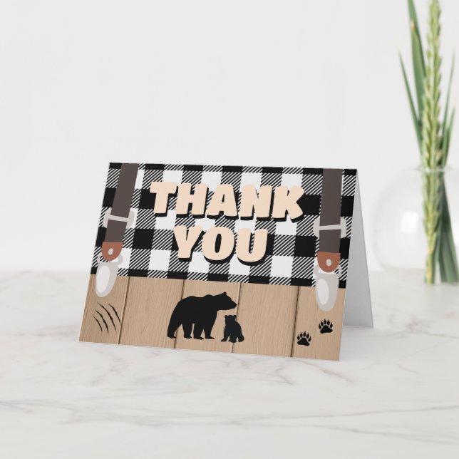 Tarjeta De Agradecimiento Rustic Plaid Lumberjack Baby Shower (Anverso)