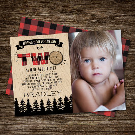 Tarjeta De Agradecimiento Rustic Plaid Lumberjack Boys 2º cumpleaños Foto