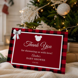Tarjeta De Agradecimiento Rustic Red Plaid Merry Little Baby Shower