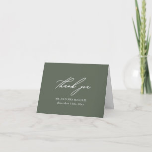 Tarjeta De Agradecimiento Rustic Sage Green con un Boda de guiones de agrade