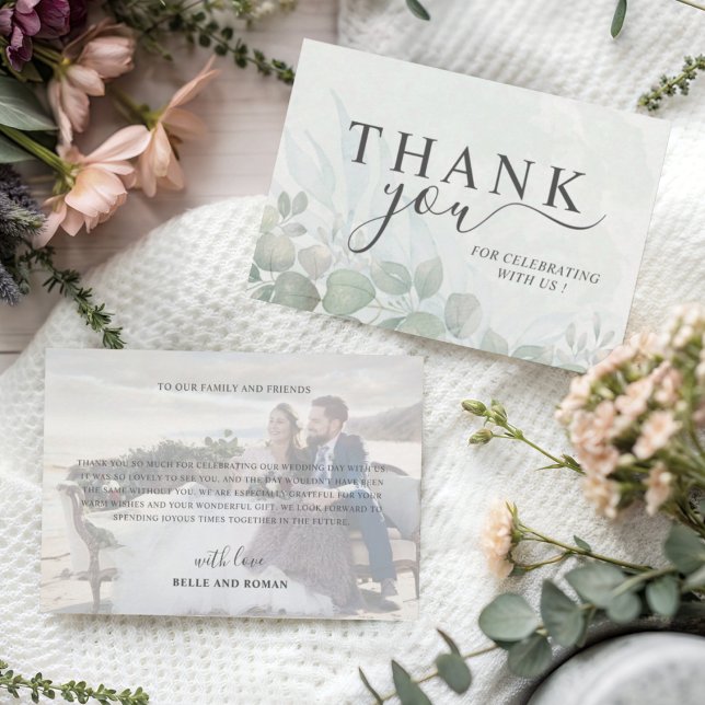 Tarjeta De Agradecimiento Rustic Sage Green Thank You Eucalyptus Wedding  (Subido por el creador)