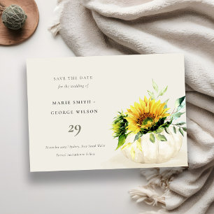 Tarjeta De Agradecimiento Rustic Sunflower Floral de calabaza salva la carta