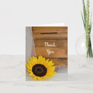 Tarjeta De Agradecimiento Rustic Sunflower Veil Country Bridesmaid Thank You