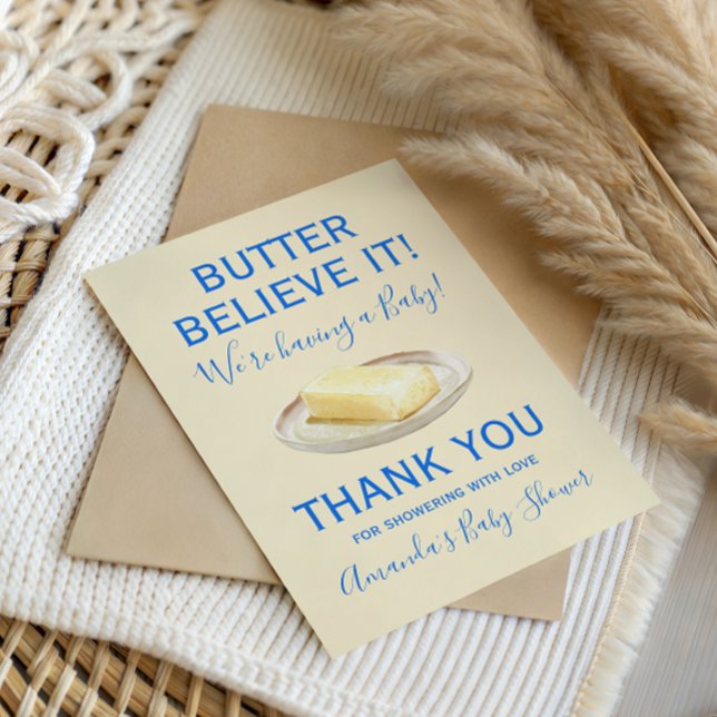 Tarjeta De Agradecimiento Rustic Theme Butter Yellow Blue Baby Shower  (Subido por el creador)