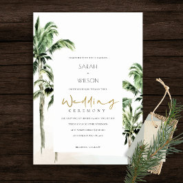 Tarjeta De Agradecimiento Rustic Tropical Beach Palm Trees Wedding Invite