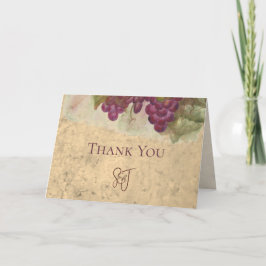 Tarjeta De Agradecimiento Rustic Vineyard Wine Country Wedding Monogram
