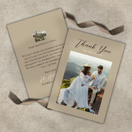 Tarjeta De Agradecimiento Rustic Watercolor Mountain Wedding Thank You Card