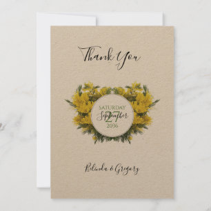 Tarjeta De Agradecimiento Rustic Wattle Acacia Boda