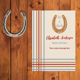 Tarjeta De Agradecimiento Rustic Western Horseshoe Baby Shower