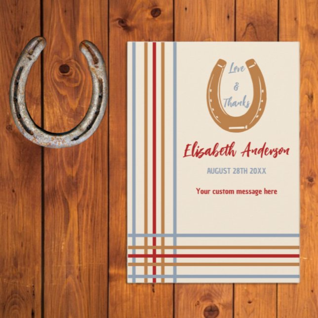 Tarjeta De Agradecimiento Rustic Western Horseshoe Baby Shower (Subido por el creador)