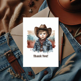 Tarjeta De Agradecimiento ¡Rustic Western Howdy, Partner! Cumpleaños de Cowb