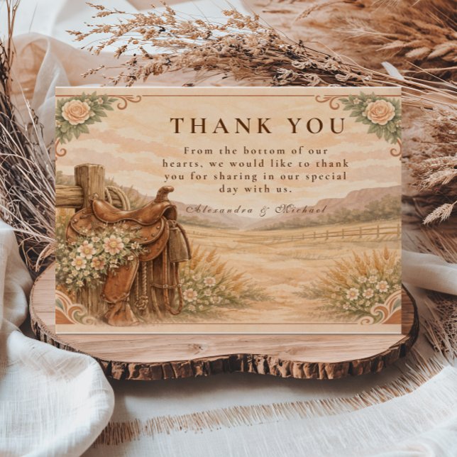 Tarjeta De Agradecimiento Rustic Western Ranch Wedding (Subido por el creador)