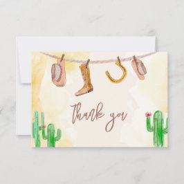Tarjeta De Agradecimiento Rustic Western Watercolor Cowboy Baby Shower