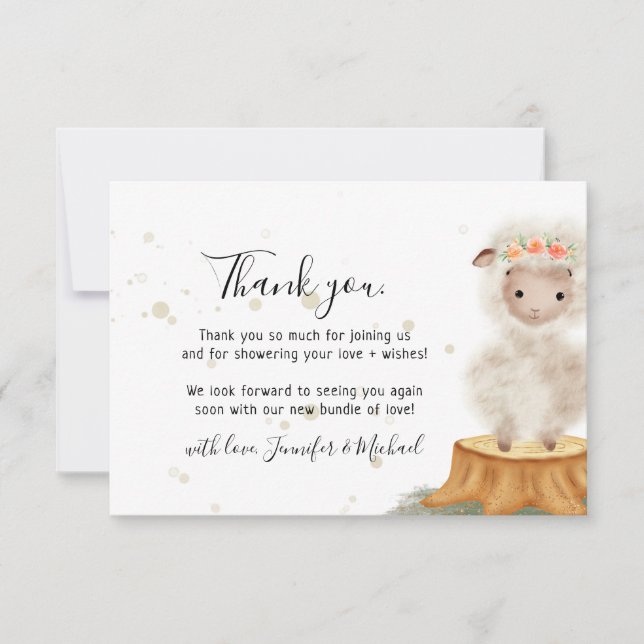 Tarjeta De Agradecimiento Rustic wild animal sheep cute Thank You (Anverso)