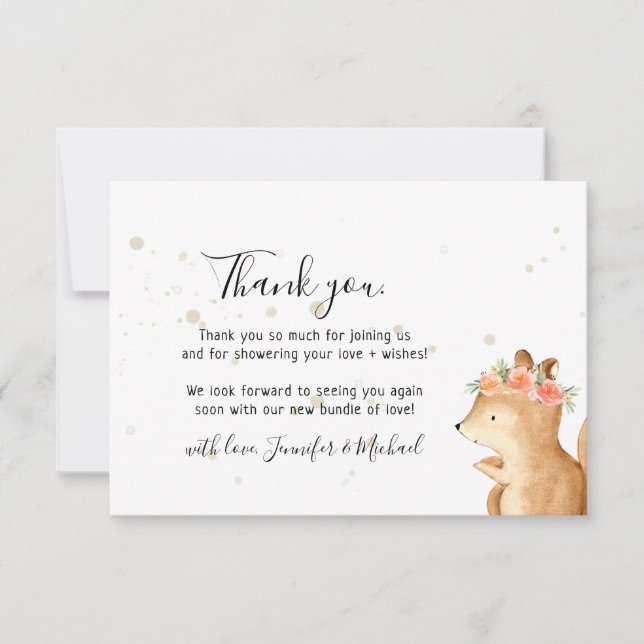 Tarjeta De Agradecimiento Rustic wild animal squirrel Thank You (Anverso)