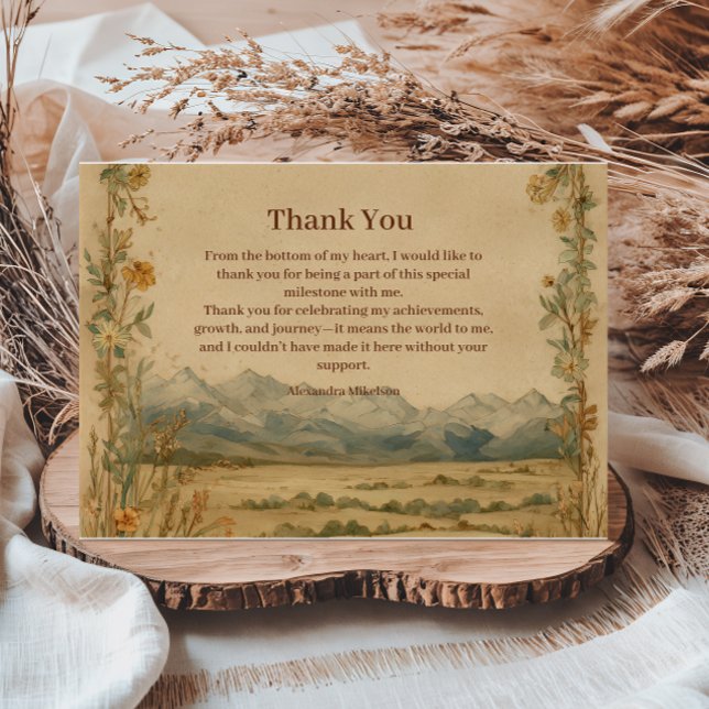 Tarjeta De Agradecimiento Rustic Wildflower Mountain Birthday (Subido por el creador)