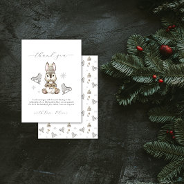 Tarjeta De Agradecimiento Rustic Winter Bunny Ice Skate Baby Shower
