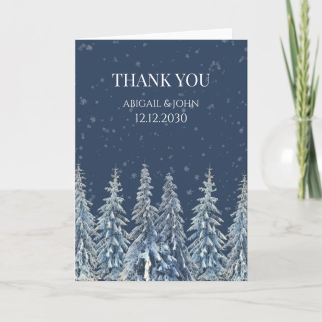 Tarjeta De Agradecimiento Rustic Winter Forest Wedding Thank You Card (Anverso)