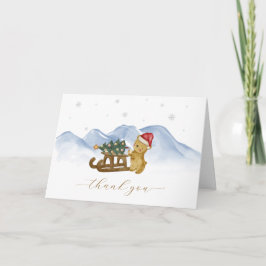 Tarjeta De Agradecimiento Rustic Winter Mountain Sleigh Bear Baby Shower