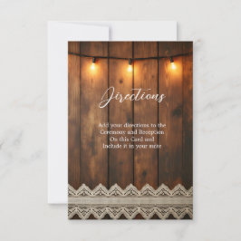 Tarjeta De Agradecimiento Rustic Wood and Lace  Directions Enclosure Card