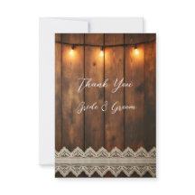 Rustic Wood and Lace Photo Thank you Card