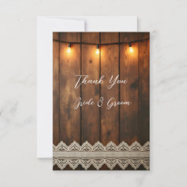 Tarjeta De Agradecimiento Rustic Wood and Lace Photo Thank you Card