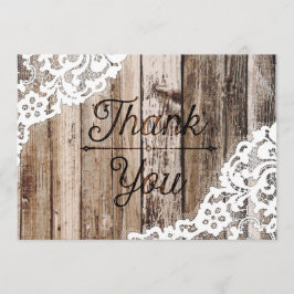 Tarjeta De Agradecimiento Rustic Wood Lace Gracias