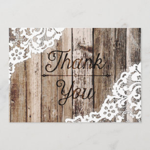 Tarjeta De Agradecimiento Rustic Wood Lace Gracias