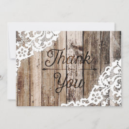 Tarjeta De Agradecimiento Rustic Wood Lace Gracias