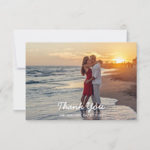 Tarjeta De Agradecimiento Rustic Wood String Lights Photo Boda Gracias