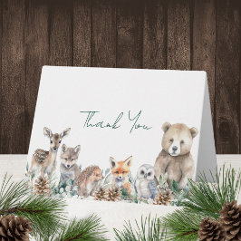 Tarjeta De Agradecimiento Rustic Woodland Animals Winter Baby Shower