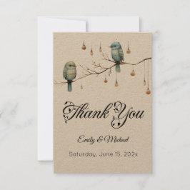 Tarjeta De Agradecimiento Rustic Woodland Love Birds Celebration