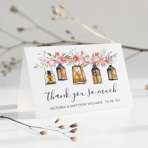 Tarjeta De Agradecimiento Rústica acuarela Floral Boda Gracias