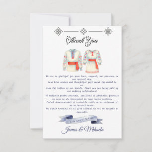 Tarjeta De Agradecimiento Rústica Boda rumana Vestidos folclóricos tradicion