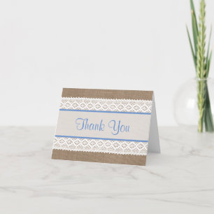 Tarjeta De Agradecimiento Rústica Burlap & Vintage White Lace Brillante Duch