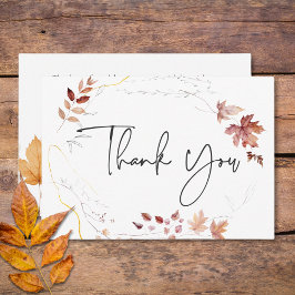 Tarjeta De Agradecimiento Rústica caída de la rubia borgoña deja Boda