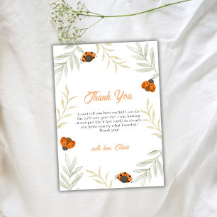 Tarjeta De Agradecimiento Rústica caída Ladybug Greenereneration Baby Shower