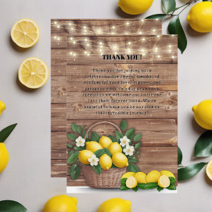 Tarjeta De Agradecimiento Rústica cesta de limón Baby Shower moderno