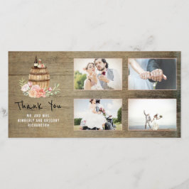 Tarjeta De Agradecimiento Rústica De Los Vinos Florales Rosa Gracias Boda