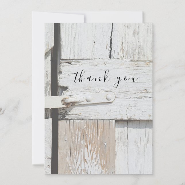 Tarjeta de agradecimiento Rústica de Madera Blanca (Anverso)