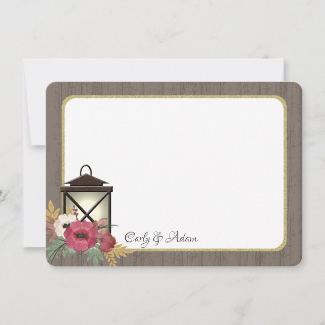 Tarjeta De Agradecimiento Rústica floral borgoña (Anverso)