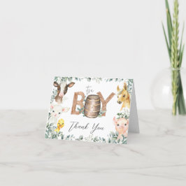 Tarjeta De Agradecimiento Rústica Granja de animales de granja Baby Shower d
