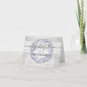 Tarjeta De Agradecimiento Rústica Lavanda de Madera Ducha Bridal Gracias